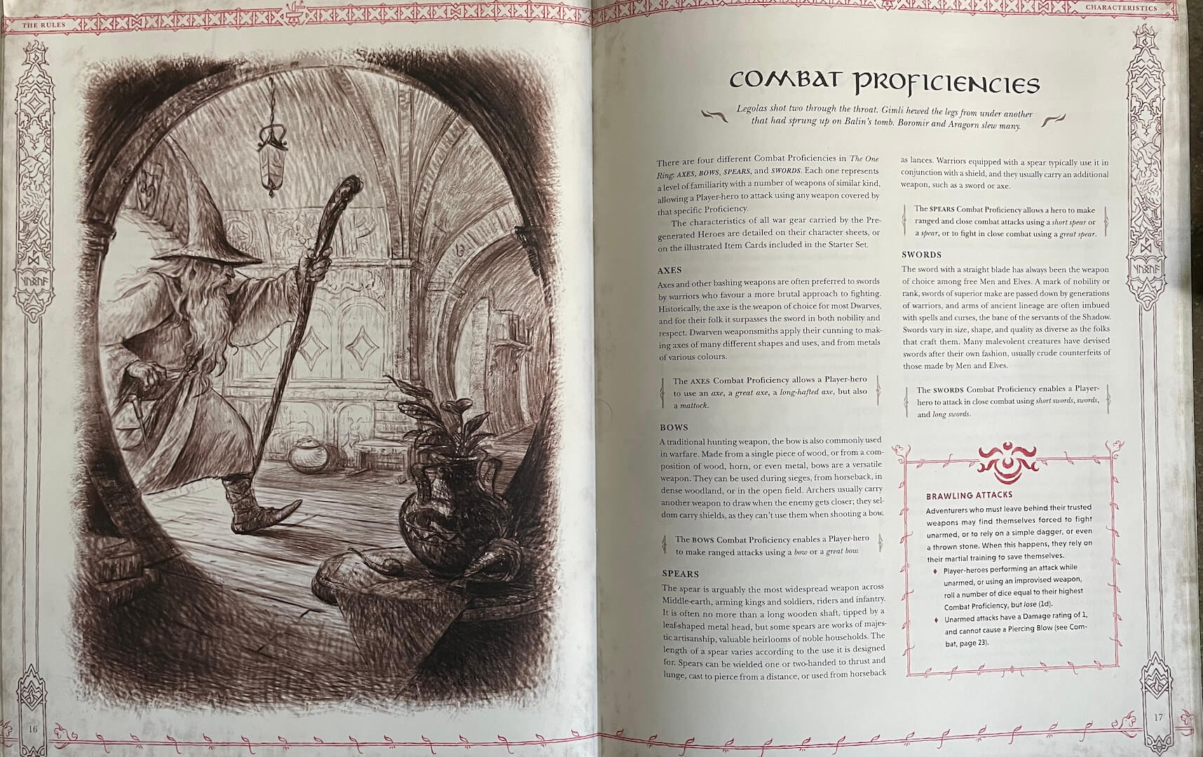 A page from the rulebook included in The One Ring RPG Starter Set